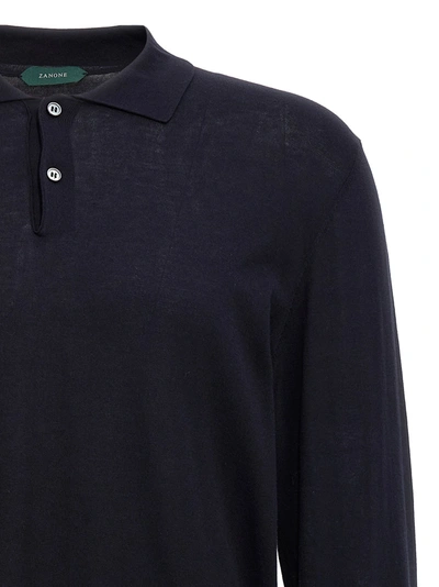 Shop Zanone Cotton Silk  Shirt Polo Blue
