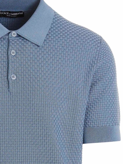 Shop Dolce & Gabbana Knit  Shirt Polo Light Blue