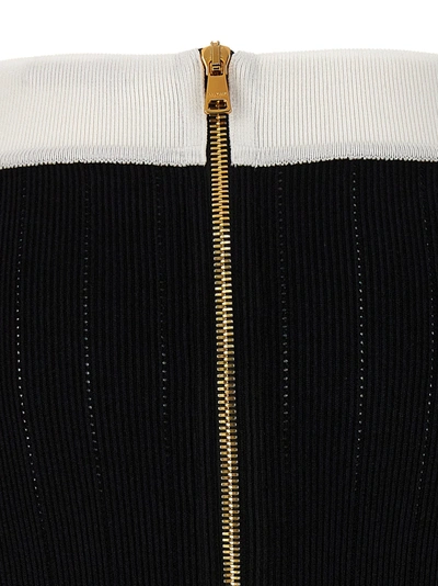 Shop Balmain Logo Button Midi Skirt Skirts White/black