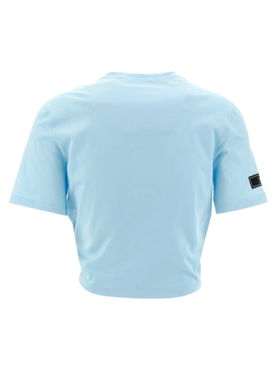 Shop Versace Logo Crop T-shirt Light Blue
