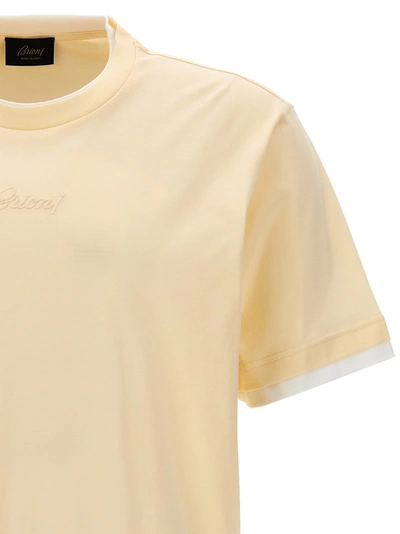 Shop Brioni Logo Embroidery T-shirt White