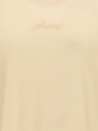 Shop Brioni Logo Embroidery T-shirt White