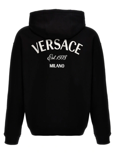 Shop Versace Logo Hoodie Sweatshirt Black