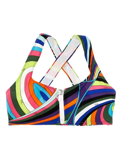 Shop Emilio Pucci Patterned Print Bikini Top Beachwear Multicolor