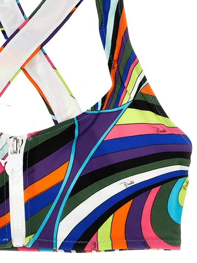 Shop Emilio Pucci Patterned Print Bikini Top Beachwear Multicolor