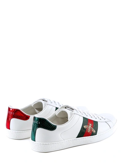 Shop Gucci Leather Sneakers With Iconic Web Band