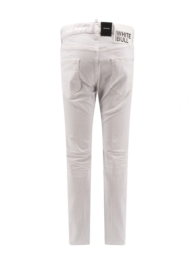 Shop Dsquared2 Stretch Cotton Trouser With Leather Logo Patch