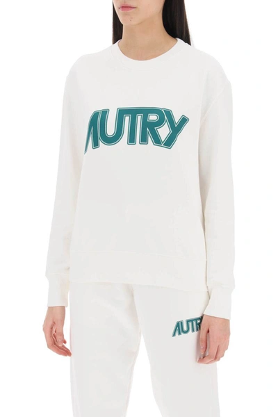 Shop Autry Sweatshirt With Maxi Logo Print In White