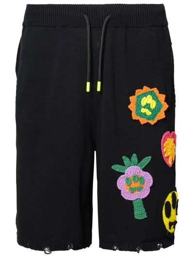 Shop Barrow Black Cotton Bermuda Shorts