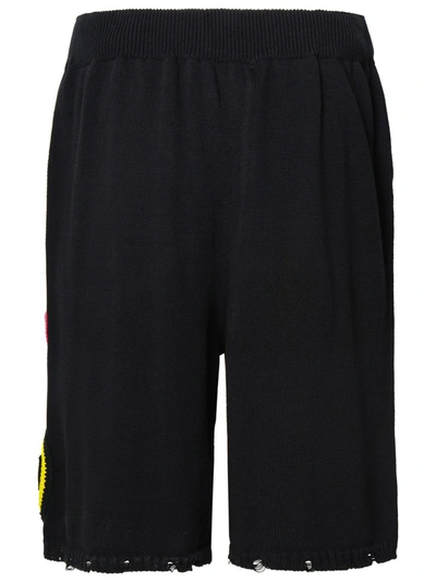 Shop Barrow Black Cotton Bermuda Shorts