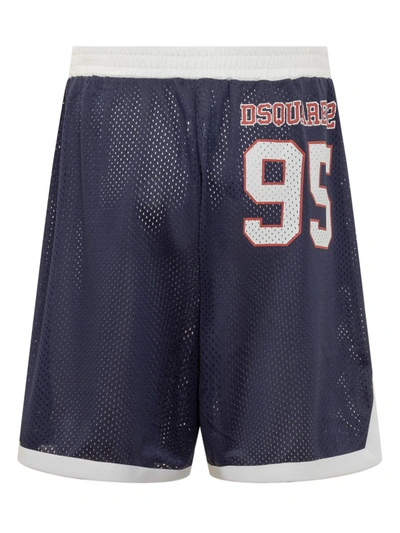 Shop Dsquared2 Mesh Shorts With Logos In Blue