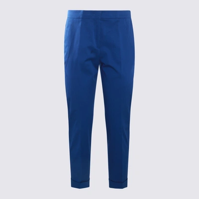 Shop Etro Cobalt Blue Cotton Blend Trousers