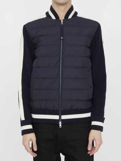 Shop Moncler Padded Zip-up Cardigan In Blue