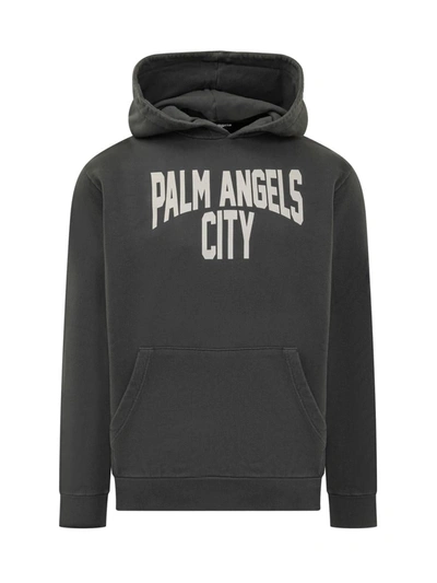 Shop Palm Angels Sweatshirt With Pa City Print In Black