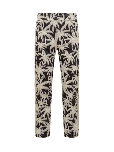 Shop Palm Angels Pants With Monogram Palms In Black