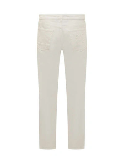 Shop Palm Angels Jeans With Monogram Pa In White