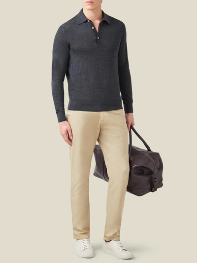 Shop Luca Faloni Charcoal Grey Fine Silk-cashmere Polo In Dark Grey