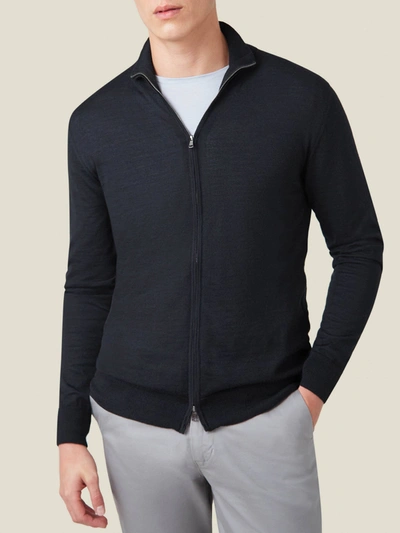 Shop Luca Faloni Black Fine Silk-cashmere Zip Cardigan