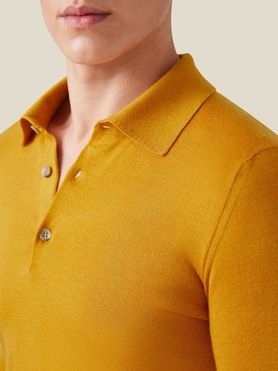 Shop Luca Faloni Mustard Fine Silk-cashmere Polo In Yellow