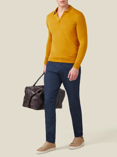 Shop Luca Faloni Mustard Fine Silk-cashmere Polo In Yellow