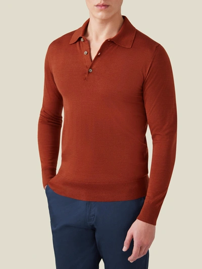 Shop Luca Faloni Rust Fine Silk-cashmere Polo In Red