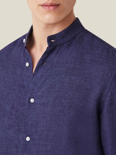 Shop Luca Faloni Navy Blue Versilia Linen Shirt In Dark Blue
