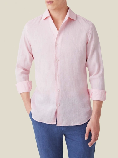 Shop Luca Faloni Light Pink Portofino Linen Shirt