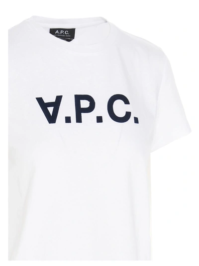 Shop Apc White T-shirt With Logo Print In Cotton Woman