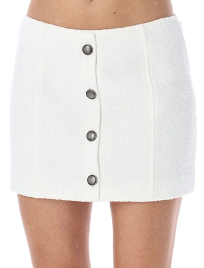 Shop Alessandra Rich Tweed Boucle Mini Skirt In White
