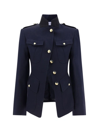 Alexander Mcqueen Alexander Mc Queen Single Breasted Navy Wool Jacket In Blue
