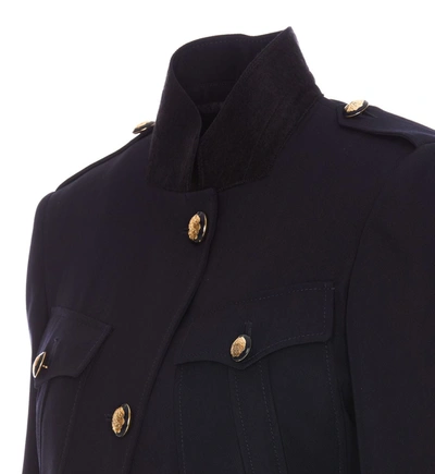 Alexander Mcqueen Alexander Mc Queen Single Breasted Navy Wool Jacket In Blue