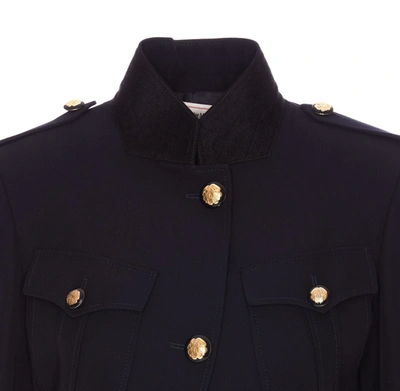 Alexander Mcqueen Alexander Mc Queen Single Breasted Navy Wool Jacket In Blue