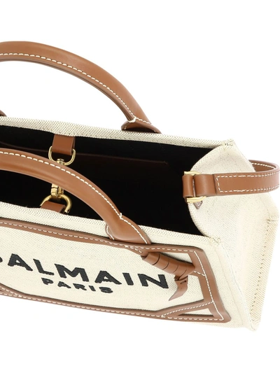Shop Balmain "b-army" Tote Bag In Neutrals/brown