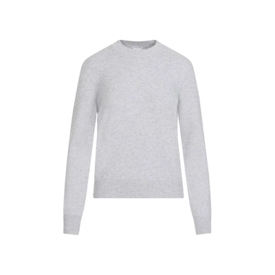 Shop Bottega Veneta Cashmere Sweater With Braided Leather Applications Clothing In Grey