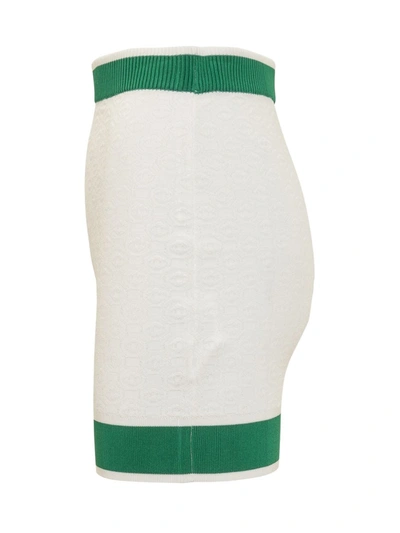 Shop Casablanca Pencil Skirt With Embossed Monogram In White