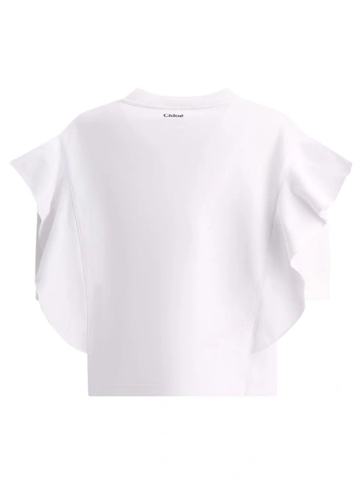 Shop Chloé Sweatshirt With Ruffles In White