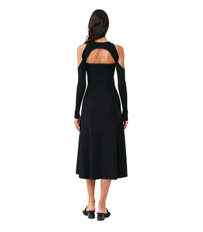Shop Ganni Black Cut-out Ribbed Midi Dress