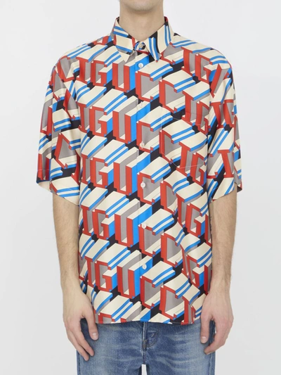 Shop Gucci Pixel Shirt In Multicolor
