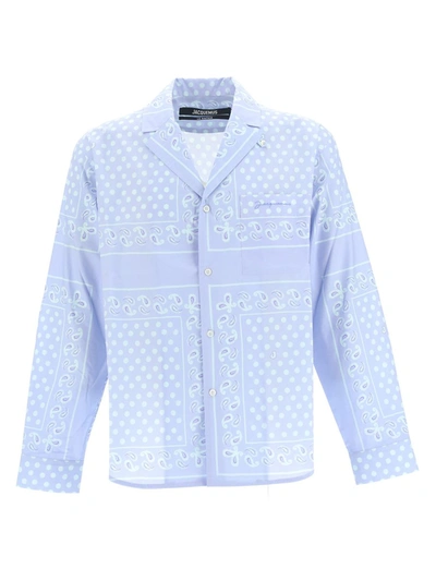 Shop Jacquemus Shirts In Print Blue Faded Paisley