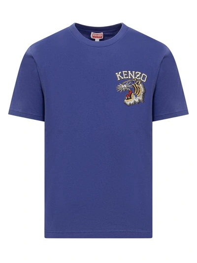 Shop Kenzo 'tiger Varsity' Blue Cotton T-shirt In Purple