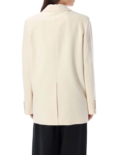Shop Loulou Studio Gorak Double Breasted Blazer In Rice Ivory