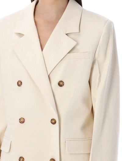 Shop Loulou Studio Gorak Double Breasted Blazer In Rice Ivory
