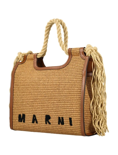 Shop Marni Marcel Tote Bag In Raw Sienna