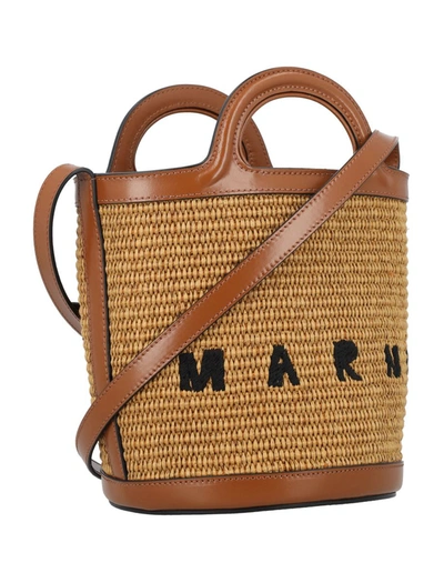 Shop Marni Tropicalia Small Bucket Bag In Raw Sienna