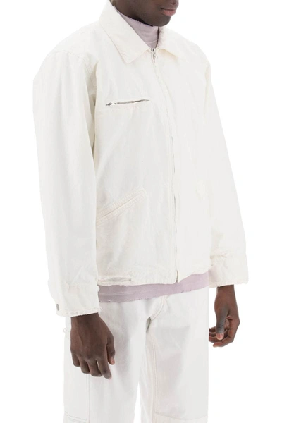 Shop Mm6 Maison Margiela Distressed Cotton Canvas Jacket In White