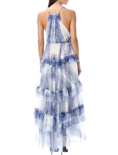 Shop Philosophy Di Lorenzo Serafini Printed Tulle Flounced Dress In White Blue Print