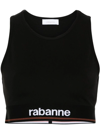 Shop Rabanne Sports Bra With Logo Band In Black