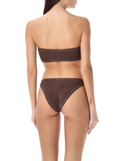 Shop Reina Olga Ausilia Scrunch Bikini Set In Brown