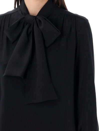 Shop Saint Laurent Lavallière-neck Blouse In Black