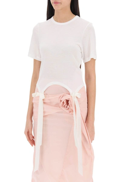 Shop Simone Rocha Easy T-shirt With Bow Tails In White